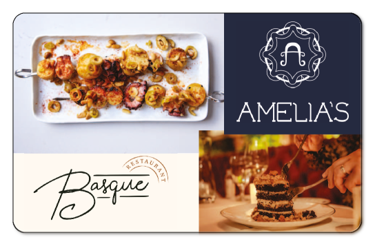 Amelias logo over a vintage image of a restaurant