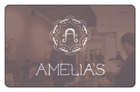 Amelias logo over a vintage image of a restaurant
